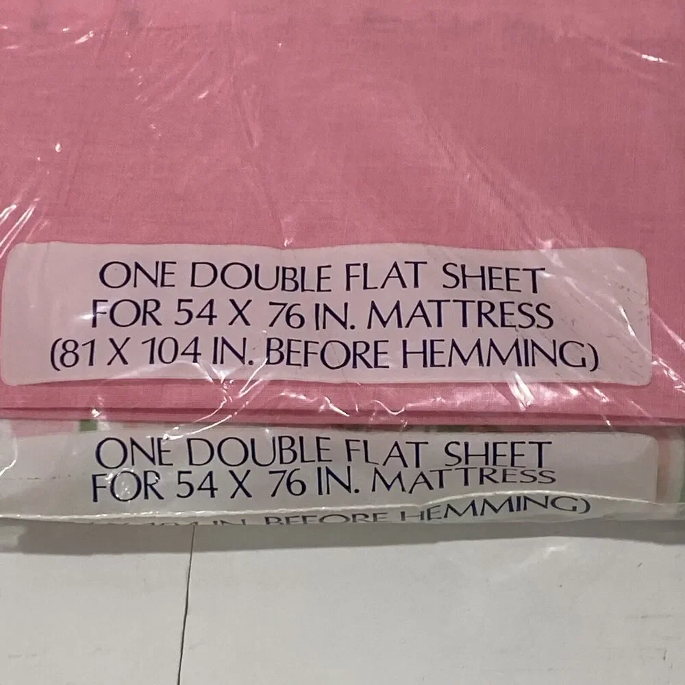 Vintage NOS Flat Sheet Dantrel No Iron Daisy Mae Pink Double Size Floral NEW